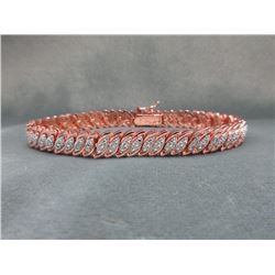 .925 Silver & Rose Gold Diamond Tennis Bracelet