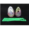Image 1 : 2 Vintage Iridescent MSH Art Glass Eggs