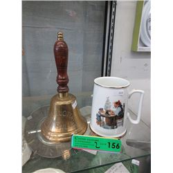 Brass Eerie Railway Bell & Porcelain Tankard