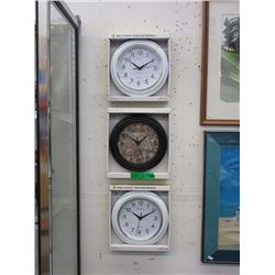 3 New 10" Wall Clocks - Glass Lenses