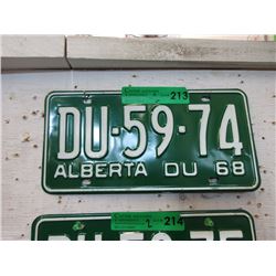 Pair of Mint Unused 1968 Alberta License Plates