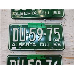 Pair of Mint Unused 1968 Alberta License Plates