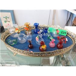 Tray of Glass Miniatures