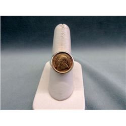 Mans 9KT Gold Ring set with 24 KT Gold Coin