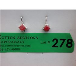 New Red Ruby & Diamond Dangle Earrings