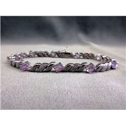 Purple Amethyst & Diamond Tennis Bracelet