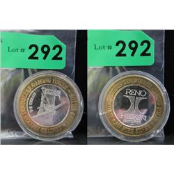 .999 Silver Reno Hilton Casino $10 Token