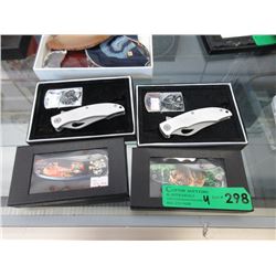 4 New Folding Knives - 2 With Lighters