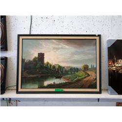 Large Oil on Canvas Painting Signed "Thomas"