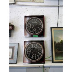 2 New 16" Wall Clocks - Glass Lenses