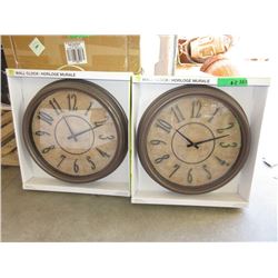 2 New 20" Wall Clocks - Glass Lenses