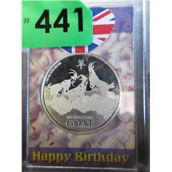 1 Oz. Fine Silver "Year of the Goat" Niue $2 Coin
