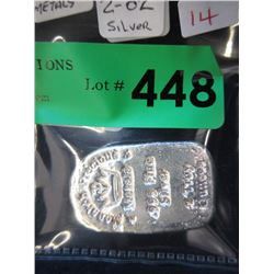 2 Ounce Fine Silver Monarch Metals Tombstone Bar