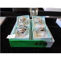 4 New Stainless Steel Biker Skull Rings