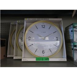 3 New 14" Wall Clocks - Glass Lenses