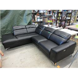 New Black Leather Power Reclining Sectional