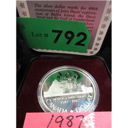 1987 Canadian Silver Dollar Coin - .500 Silver