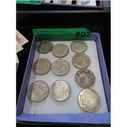 10 Canadian Silver 50¢ Pieces