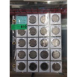 19 Canadian $1 Coins. 1969 - 1986 Complete Set