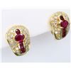 Image 4 : 18KT Yellow Gold Ruby and Diamond Earrings