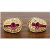 Image 5 : 18KT Yellow Gold Ruby and Diamond Earrings