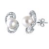 Image 1 : 14KT White Gold 12.30ctw Pearl and Diamond Earrings