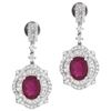 Image 1 : 18KT White Gold 4.63ctw Ruby and Diamond Earrings