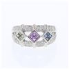 Image 1 : 14KT White Gold 0.45ctw Multi Color Sapphire and Diamond Ring