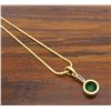 Image 5 : 14KT Yellow Gold Emerald and Diamond Pendant with Chain