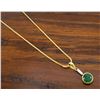 Image 6 : 14KT Yellow Gold Emerald and Diamond Pendant with Chain
