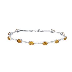 14KT White Gold 4.47ctw Citrine and Diamond Bracelet