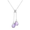 Image 1 : 14KT White Gold 4.85ctw Amethyst and Diamond Pendant with Chain