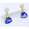 Image 2 : 14KT Yellow Gold Tanzanite and Diamond Earrings