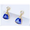 Image 3 : 14KT Yellow Gold Tanzanite and Diamond Earrings