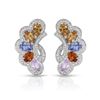 Image 1 : 14KT White Gold 5.53ctw Multi Color Sapphire and Diamond Earrings