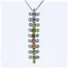 Image 1 : 14KT White Gold 1.48ctw Multi Color Sapphire and Diamond Pendant with Chain
