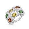 Image 1 : 14KT White Gold 3.96ctw Multi Color Sapphire and Diamond Ring
