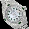 Image 1 : Rolex Men's Stainless Steel, QuickSet, Diam/Emerald Dial & Diam/Emerald Bezel - REF-563W5H