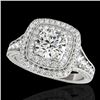 Image 1 : 2 CTW H-SI/I Certified Diamond Solitaire Halo Ring 10K White Gold - REF-209W3F - 33652