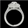 Image 2 : 2 CTW H-SI/I Certified Diamond Solitaire Halo Ring 10K White Gold - REF-209W3F - 33652