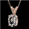 Image 2 : 1 CTW Certified VS/SI Quality Oval Diamond Solitaire Necklace 10K Rose Gold - REF-267X8T - 33193