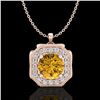 Image 1 : 1.54 CTW Intense Fancy Yellow Diamond Art Deco Stud Necklace 18K Rose Gold - REF-290W9F - 38296