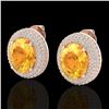 Image 1 : 8 CTW Citrine & Micro Pave VS/SI Diamond Earrings 14K Rose Gold - REF-142A9X - 20220