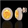 Image 2 : 8 CTW Citrine & Micro Pave VS/SI Diamond Earrings 14K Rose Gold - REF-142A9X - 20220