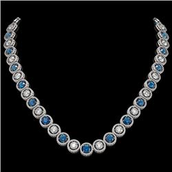 31.18 CTW Blue & White Diamond Designer Necklace 18K White Gold - REF-3872K5W - 42587