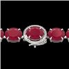 Image 1 : 75 CTW Ruby & Micro Pave VS/SI Diamond Halo Bracelet 14K White Gold - REF-457M8H - 22275