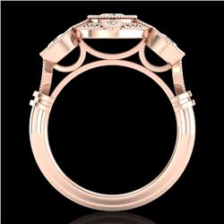 1.51 CTW VS/SI Diamond Solitaire Art Deco 3 Stone Ring 18K Rose Gold - REF-300T2M - 36987