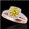 Image 1 : 1.75 CTW Certified Si/I Fancy Intense Yellow Diamond Solitaire Halo Ring 10K Rose Gold - REF-194Y5K 