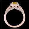 Image 2 : 1.75 CTW Certified Si/I Fancy Intense Yellow Diamond Solitaire Halo Ring 10K Rose Gold - REF-194Y5K 