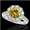 Image 1 : 2 CTW Certified Si/I Fancy Intense Yellow Diamond Solitaire Halo Ring 10K White Gold - REF-199T5M - 